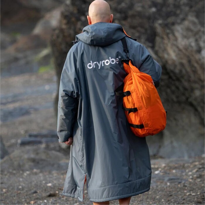 2024 Dryrobe Advance Long Sleeve Changing Robe V3 DALSV3 - Charcoal Grey / Orange